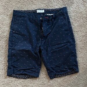 Denim & Flower Dark Blue Patterned Shorts